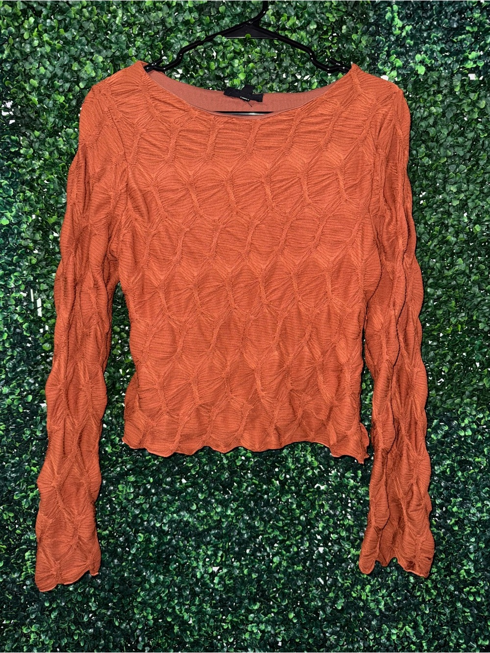 SEE YOU MONDAY Burnt Orange/Rust Textured Long Sleeve Top — Size XL